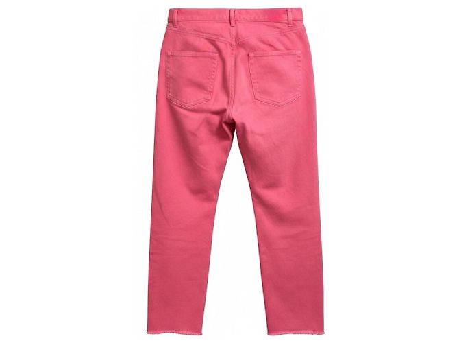 Céline Vaqueros de mezclilla de algodón Celine de pierna recta y dobladillo deshilachado rosa - vista 2