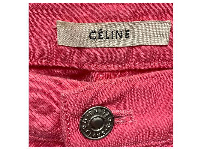 Céline Vaqueros de mezclilla de algodón Celine de pierna recta y dobladillo deshilachado rosa - vista 3