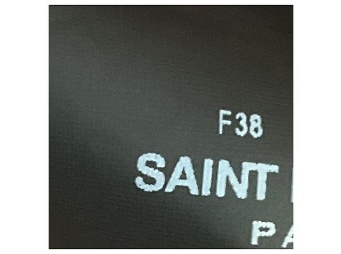 Ärmelloses Saint Laurent Mini-Wickelkleid aus bedruckter Seide Rot / Schwarz - Ansicht 5