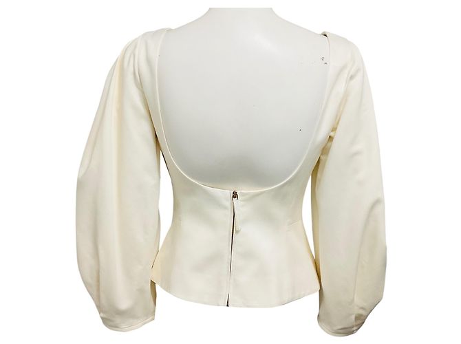 Top de sarga de seda marfil con mangas abullonadas Gabriela Hearst Beige - vista 3