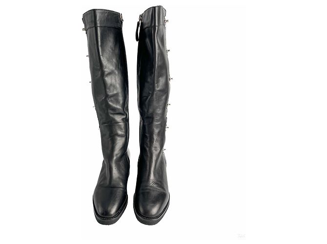 Timeless Chanel Turnlock Leder Flache Boots 39 Schwarz - Ansicht 2