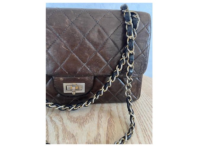 Borsa Chanel 2.55 Timeless in pelle marrone - vista 11