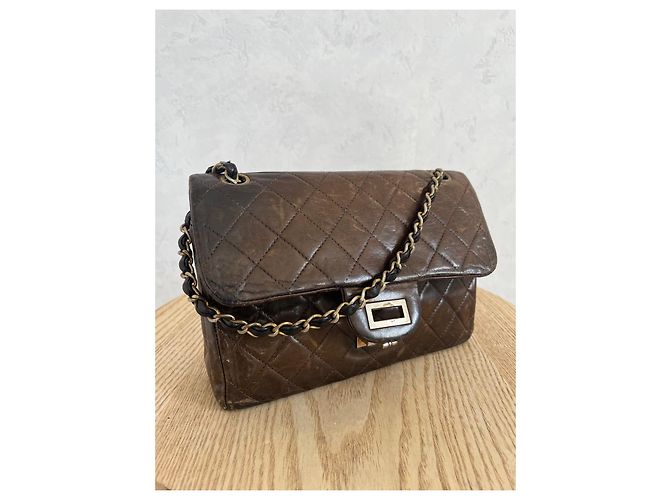 Borsa Chanel 2.55 Timeless in pelle marrone - vista 12