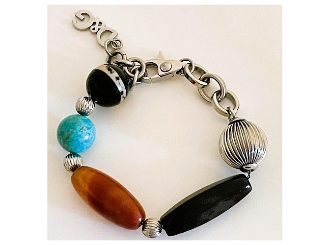 Bracciale Dolce & Gabbana con pietre multicolore Marrone Nero Metallico Turchese - vista 12