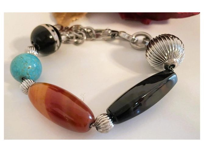 Bracciale Dolce & Gabbana con pietre multicolore Marrone Nero Metallico Turchese - vista 8