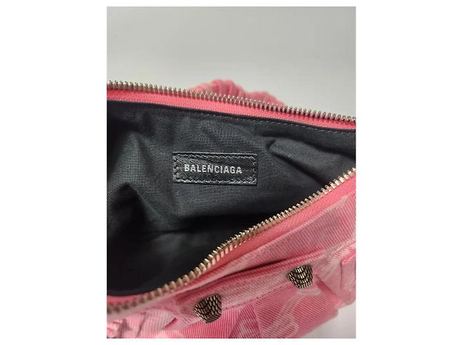 Balenciaga Le Cagole Borsa a Tracolla Denim Monogramma Rosa - vista 6