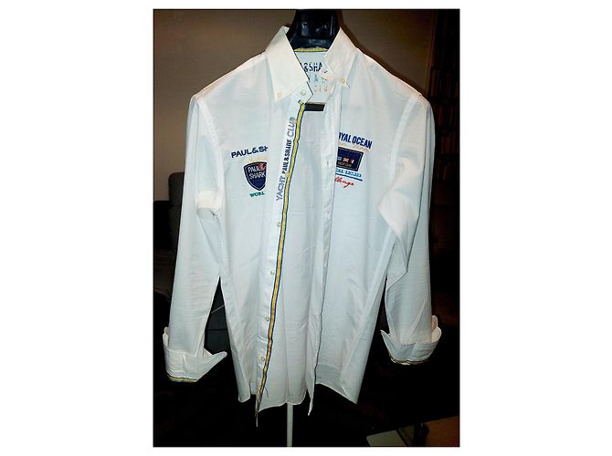 Camicia Paul & Shark bianca in cotone con ricami Bianco - vista 3