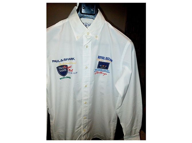 Camicia Paul & Shark bianca in cotone con ricami Bianco - vista 7