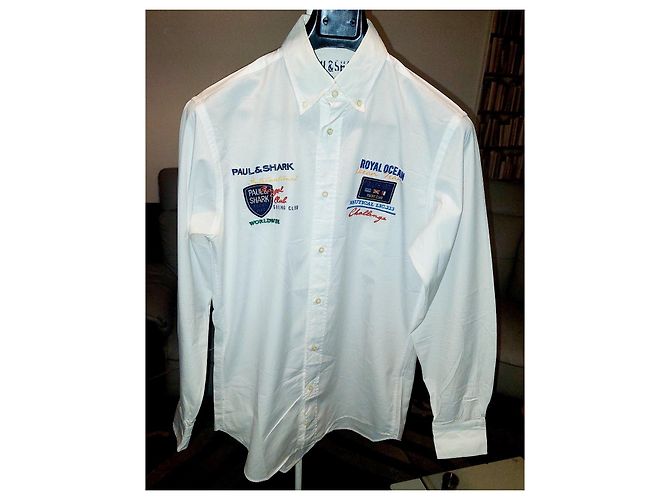 Camicia Paul & Shark bianca in cotone con ricami Bianco - vista 8