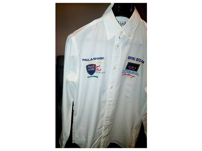 Camicia Paul & Shark bianca in cotone con ricami Bianco - vista 9