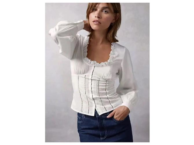 Rouje Blusa Wendy Uni Algodón Blanco Broderie Anglaise - vista 7