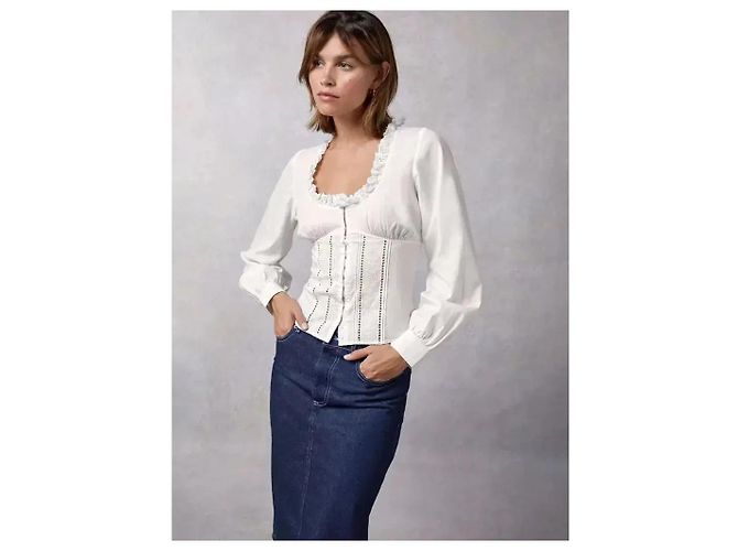 Rouje Blusa Wendy Uni Algodón Blanco Broderie Anglaise - vista 8