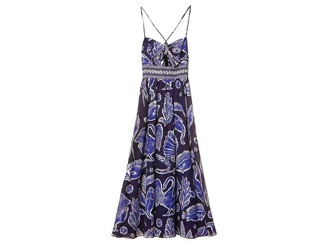 Autre Marque Ancient Kallos Hellas Resort Wear Mythologia Maxikleid Weiß Dunkelblau - Ansicht 3