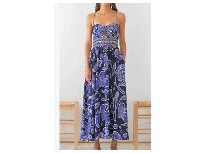 Autre Marque Ancient Kallos Hellas Resort Wear Mythologia Maxikleid Weiß Dunkelblau - Ansicht 4