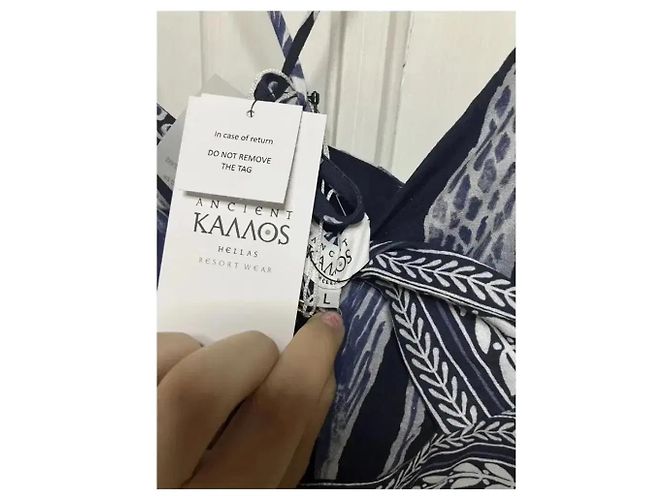 Autre Marque Ancient Kallos Hellas Resort Wear Mythologia Maxikleid Weiß Dunkelblau - Ansicht 8