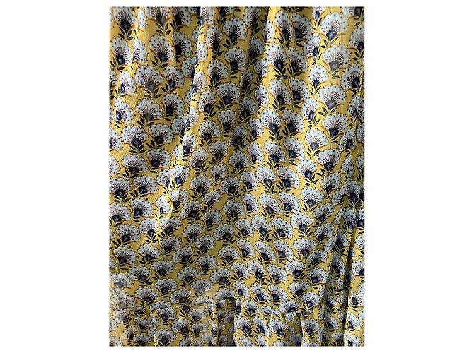 Autre Marque Vestido Maxi Amarillo Estampado Floral Negro Blanco Azul - vista 6