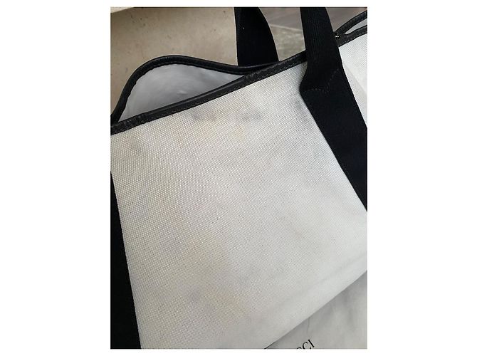 Balenciaga Borsa Tote in Tela e Pelle Nero Bianco - vista 5