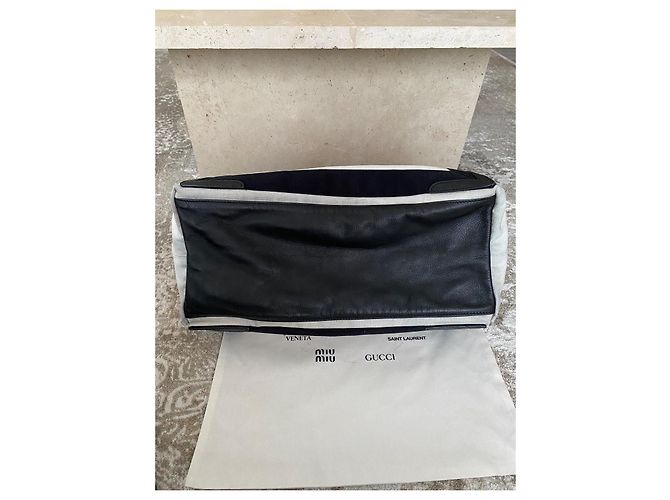 Balenciaga Borsa Tote in Tela e Pelle Nero Bianco - vista 6