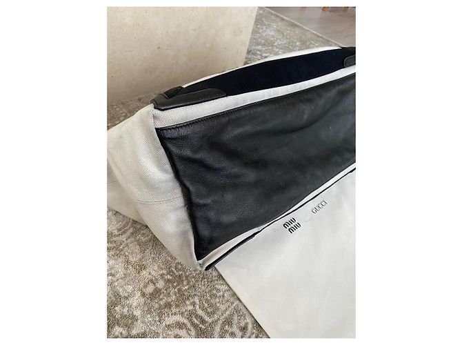 Balenciaga Borsa Tote in Tela e Pelle Nero Bianco - vista 7