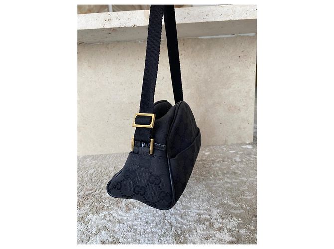 Borsa a tracolla Gucci GG Supreme in tela monogramma nero - vista 5