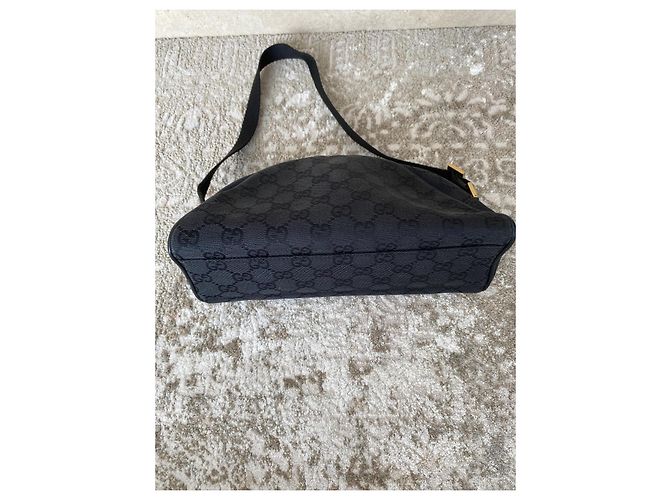 Borsa a tracolla Gucci GG Supreme in tela monogramma nero - vista 9