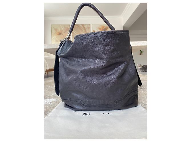 Burberry Handtasche aus schwarzem Leder mit Kette - Ansicht 7