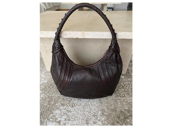 Fendi Borsa Hobo in Pelle Marrone - vista 7
