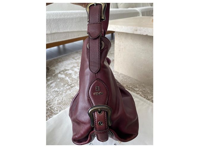 Borsa Fendi in pelle bordeaux Bordò - vista 5