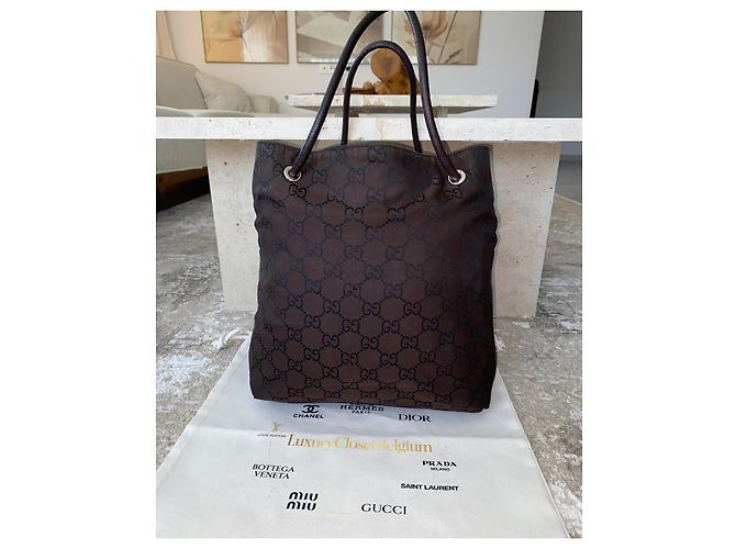 Borsa tote Gucci GG Supreme in tela marrone - vista 11