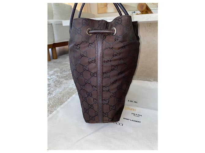 Borsa tote Gucci GG Supreme in tela marrone - vista 12