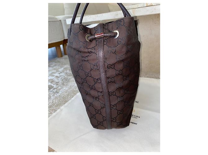 Borsa tote Gucci GG Supreme in tela marrone - vista 13