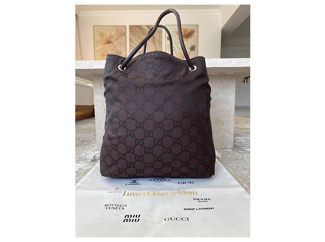 Borsa tote Gucci GG Supreme in tela marrone - vista 2