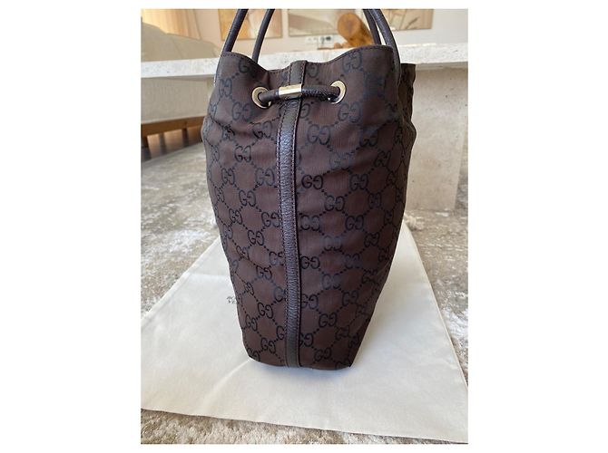 Borsa tote Gucci GG Supreme in tela marrone - vista 4