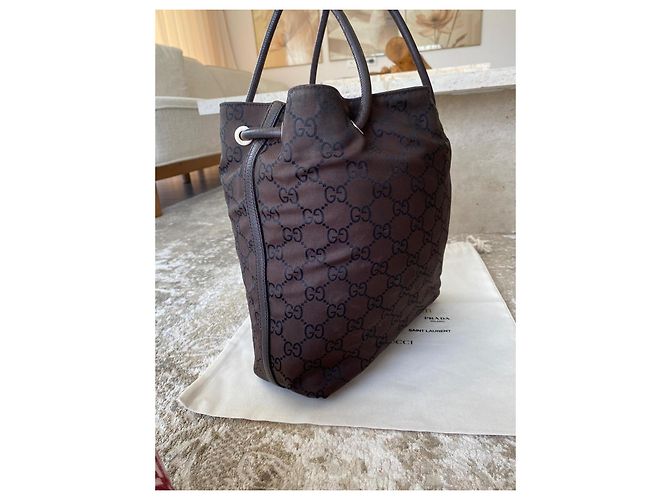 Borsa tote Gucci GG Supreme in tela marrone - vista 5