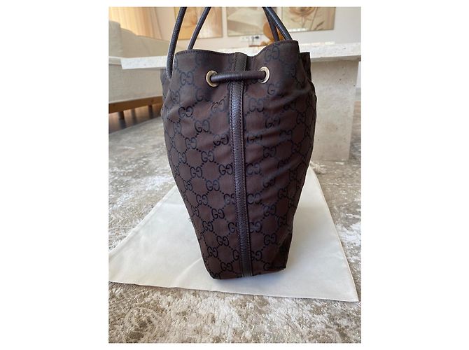 Borsa tote Gucci GG Supreme in tela marrone - vista 6