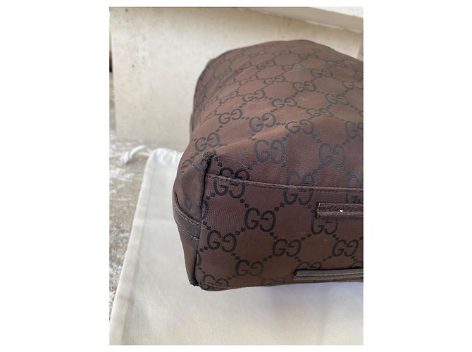 Borsa tote Gucci GG Supreme in tela marrone - vista 8
