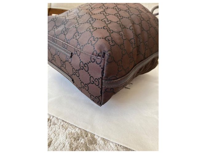 Borsa tote Gucci GG Supreme in tela marrone - vista 9