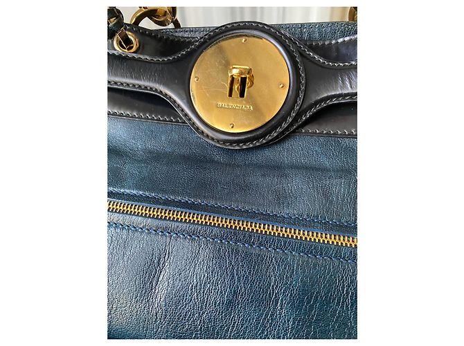 Balenciaga Handtasche aus blauem Leder - Ansicht 15
