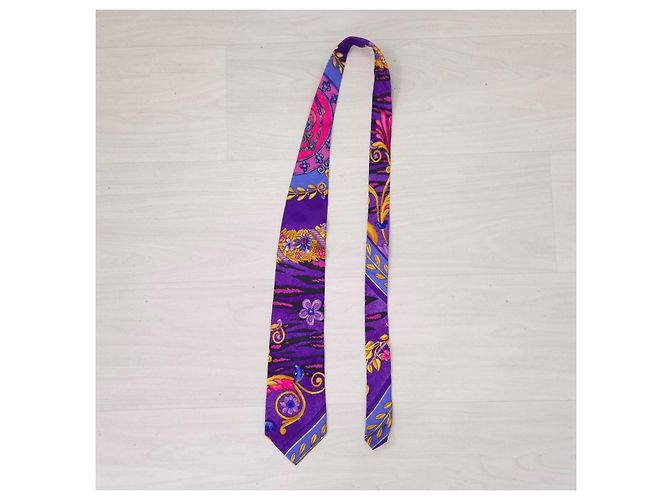 Gianni Versace Purple Patterned Silk Tie Multiple colors Dark purple - view 2