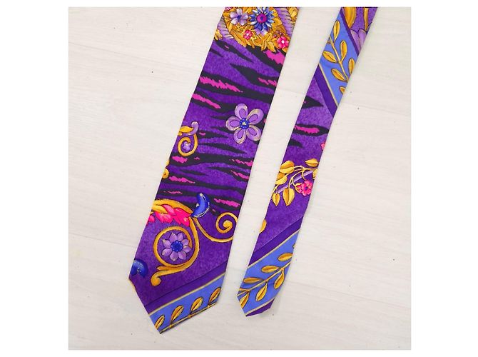 Gianni Versace Purple Patterned Silk Tie Multiple colors Dark purple - view 3