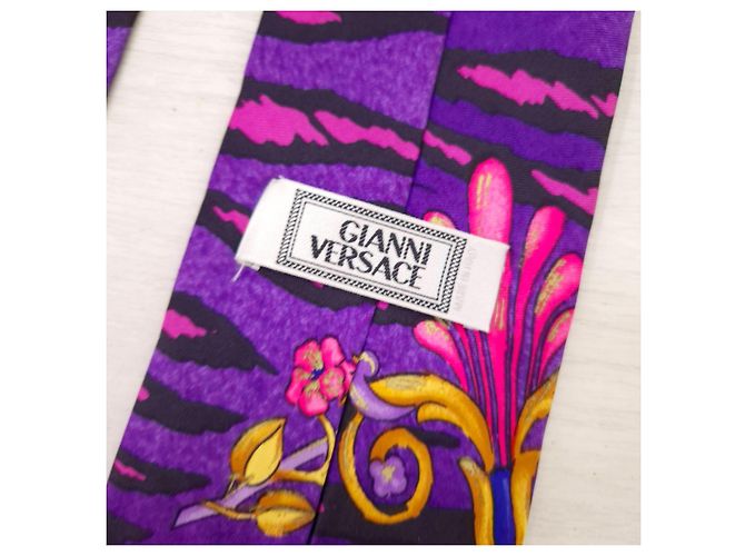 Gianni Versace Purple Patterned Silk Tie Multiple colors Dark purple - view 5