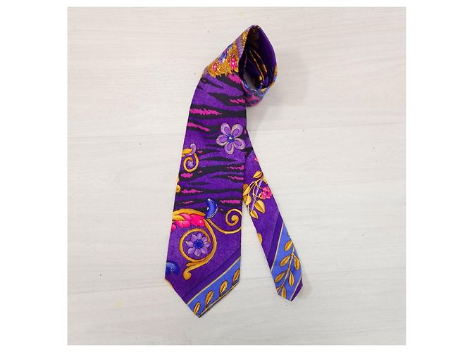 Gianni Versace Purple Patterned Silk Tie Multiple colors Dark purple - view 8