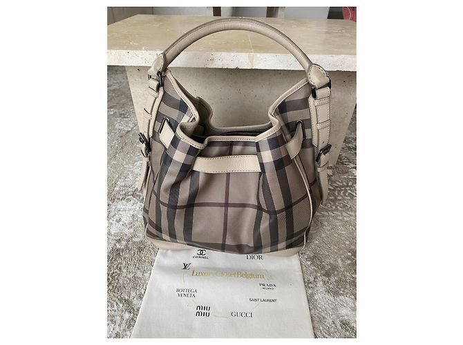 Burberry Haymarket Check - Borsa a secchiello in tela rivestita e pelle - vista 7