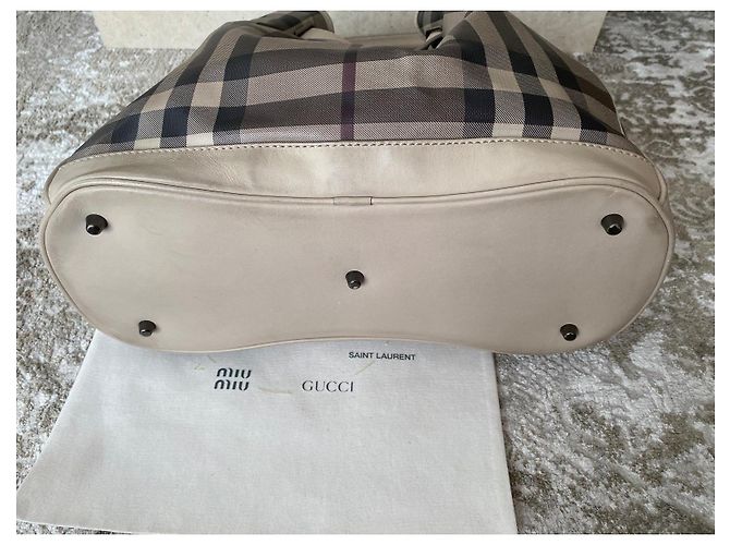 Burberry Haymarket Check - Borsa a secchiello in tela rivestita e pelle - vista 8