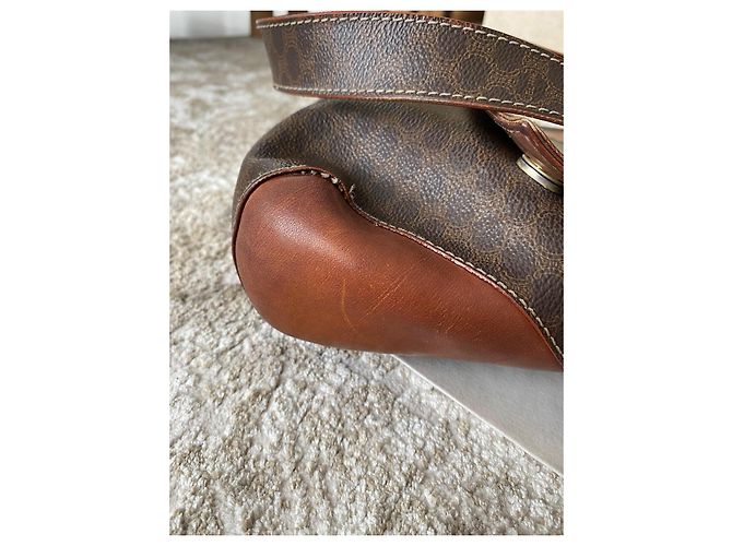 Céline Celine Borsa a Tracolla in Tela Rivestita Triomphe e Pelle Marrone - vista 10
