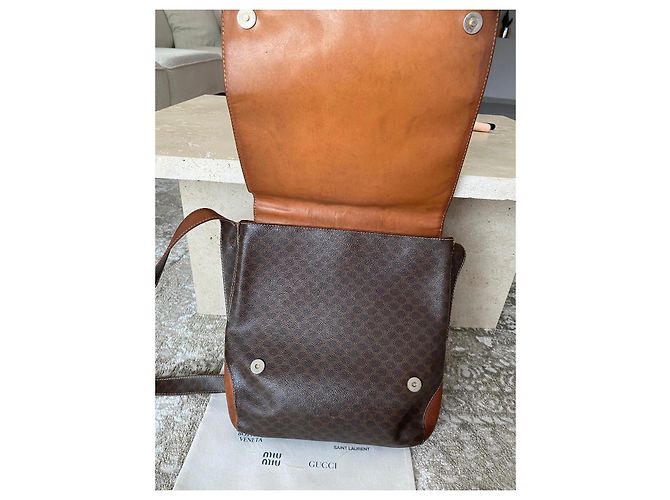 Céline Celine Borsa a Tracolla in Tela Rivestita Triomphe e Pelle Marrone - vista 11