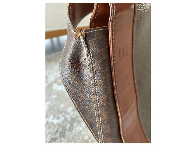 Céline Celine Borsa a Tracolla in Tela Rivestita Triomphe e Pelle Marrone - vista 5