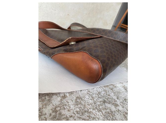 Céline Celine Borsa a Tracolla in Tela Rivestita Triomphe e Pelle Marrone - vista 9
