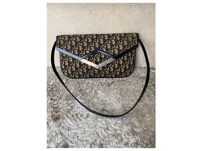 Borsa a tracolla Christian Dior Monogramme in tela jacquard Marrone Nero - vista 4