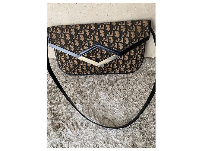 Borsa a tracolla Christian Dior Monogramme in tela jacquard Marrone Nero - vista 5